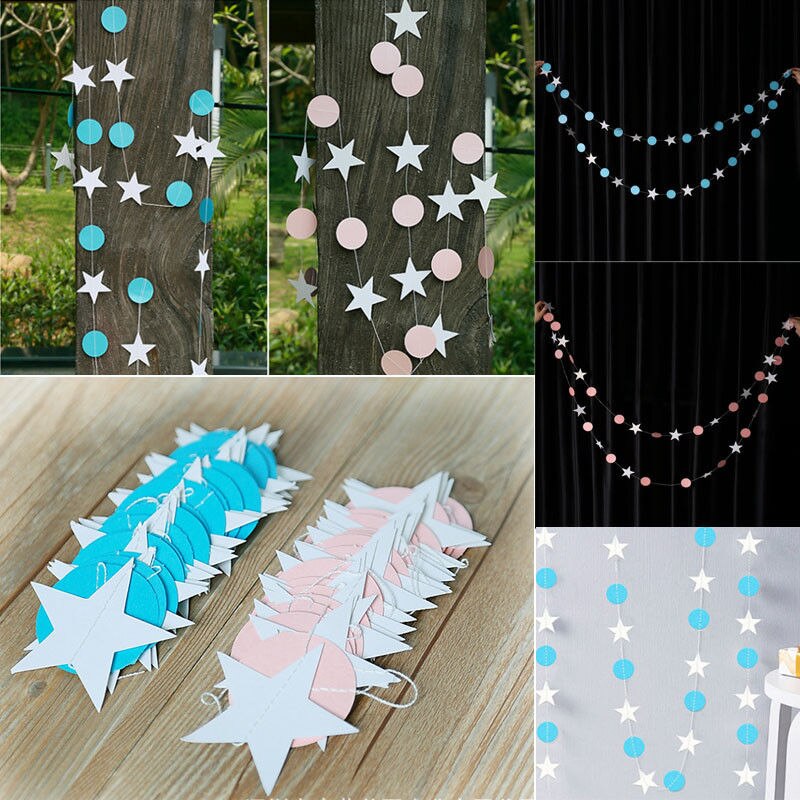 Paper Garland Strings Star Shape Wedding Party Bridal Home Hanging Decoration