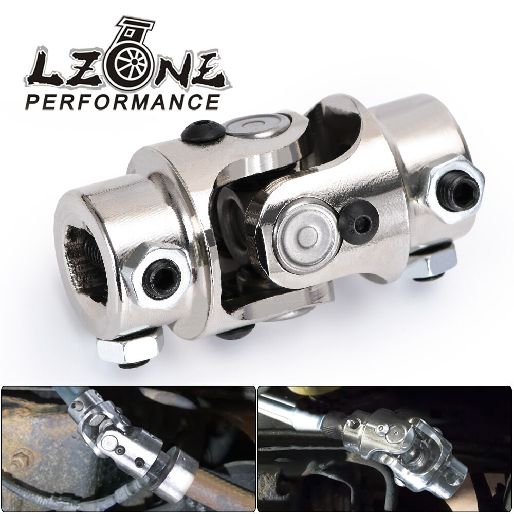 LZONE- 3/4" DD x 3/4" DD Nickel Plating Single Steering Shaft Universal U Joint Total Length 83mm (3-1/4") JR-SJS01