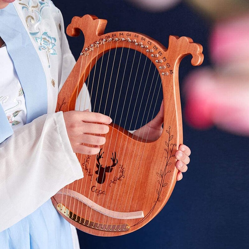Cega-ARPA Lyre portátil, 16 cuerdas de Metal, arpa de Lira de caoba, de sonido estable para amantes de los instrumentos