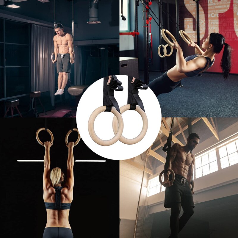1 Pair Wood 32mm Olympic Gymnastic Rings Gym Cross... – Grandado