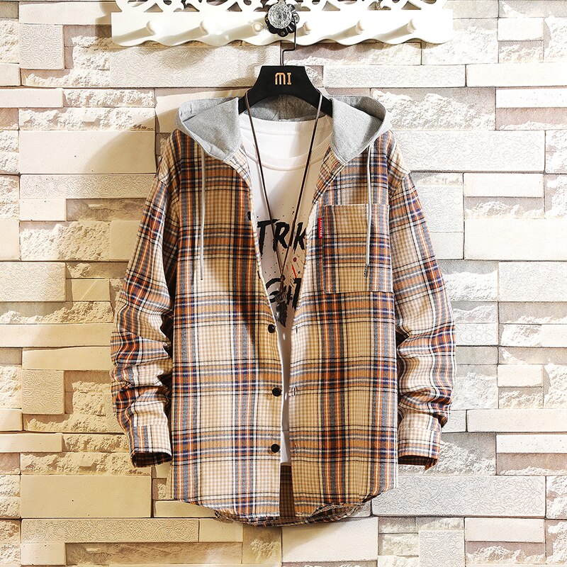 Cárdigan Informele De Estilo Coreano Para Primavera Yotoño,Sudadera Punk Een Cuadros, Ropa Iformal Estilo Hip Hop,: apricot plaid / L FOR 170 CM 70KG