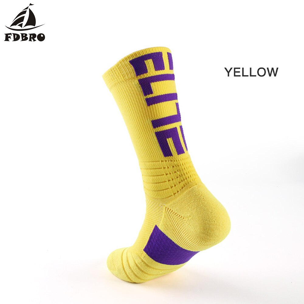 FDBRO, calcetín de deporte de Ciclismo de verano para hombre, calcetines deportivos para baloncesto, tendencia negra para hombre, amortiguación larga para senderismo, atlético, novedad de: Amarillo