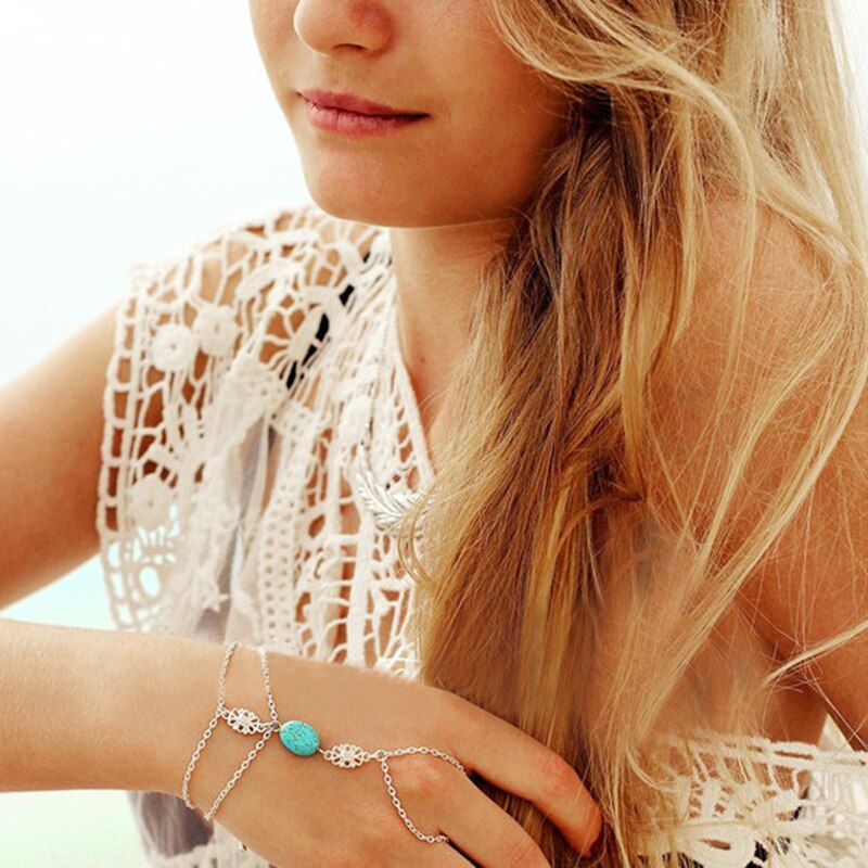 Women Charms Bead Chain Bracelets Vintage Link Bracelets Jewelry