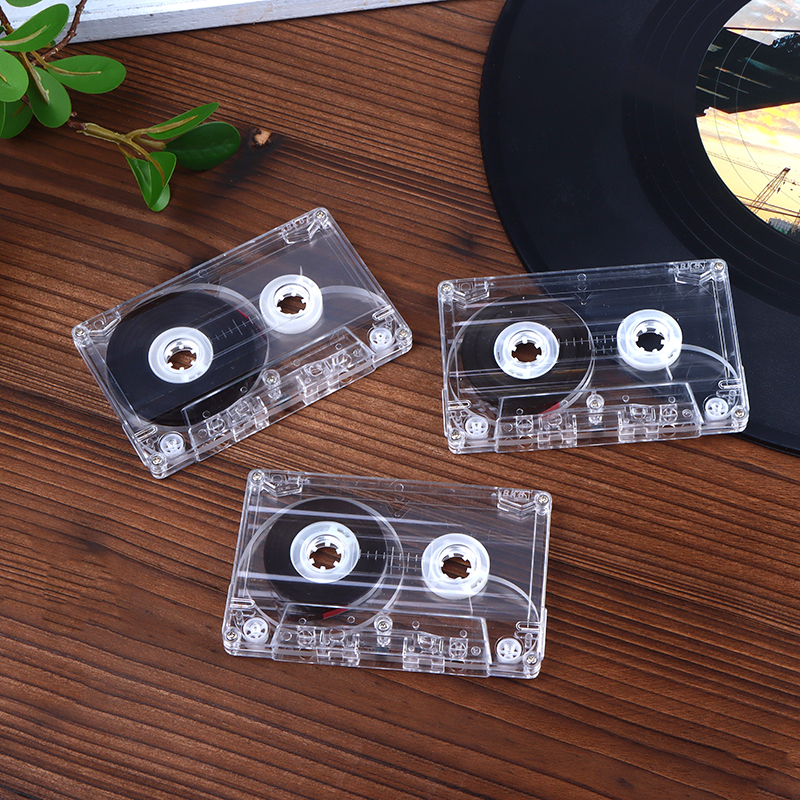 Reproductor de cinta en blanco de Color Cassette estándar con caja de almacenamiento transparente de cinta de Audio magnética de 45/60/90 minutos para grabación de música de voz