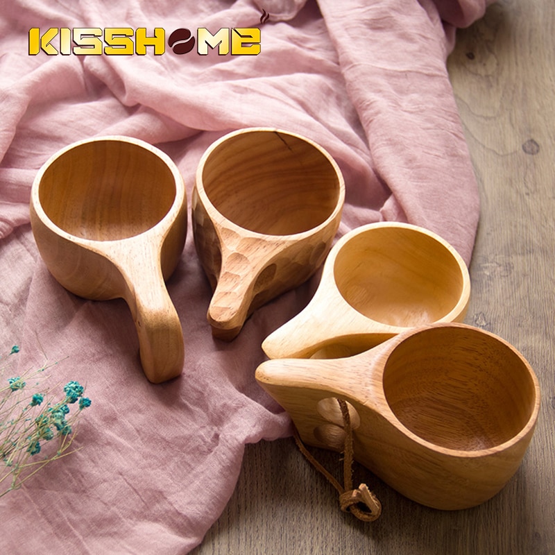 Visual Touch Natural Kuksa Wooden Mug Finland Beer Mug Cup Outdoor Portable Cup Coffee Milk Water Drinking Mugs Lovers