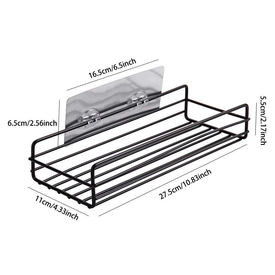 Iron 3M Stick Storage Shelf No Drill Bathroom Toiletry Kitchen Sauce Bottle Storage Organizer Rack