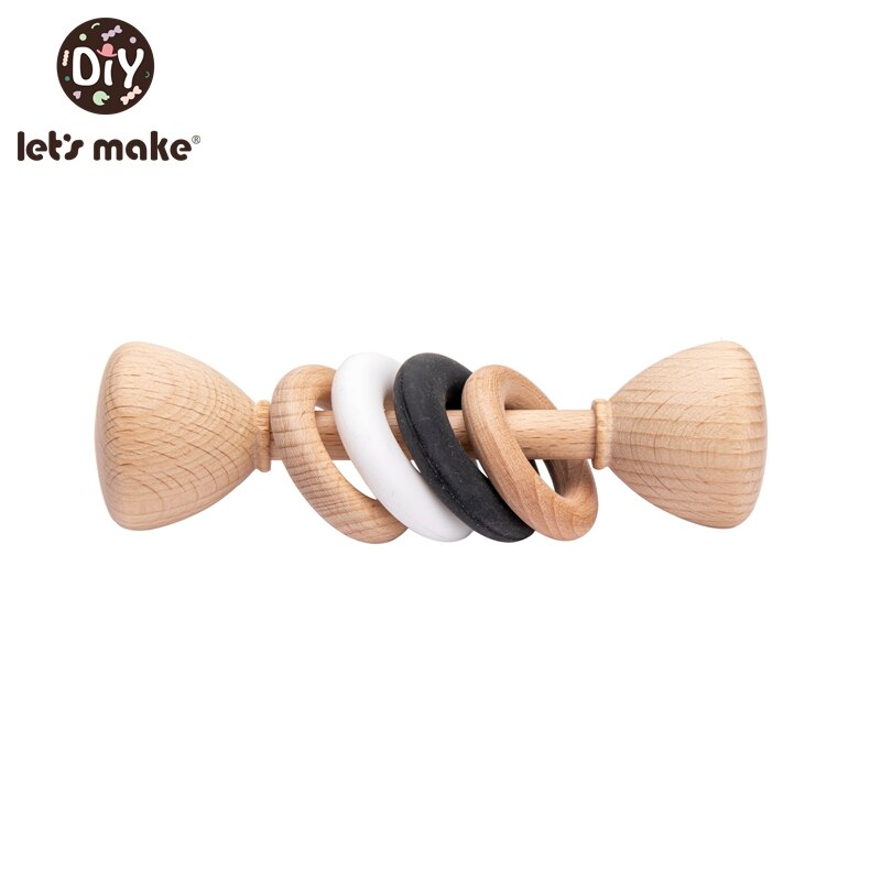 Let's make 5pcs BPA Free Natural Beech Wooden Teething Rings Baby Toys Tiny Rod Baby Shower Montessori Play Gym Rattles: type 9