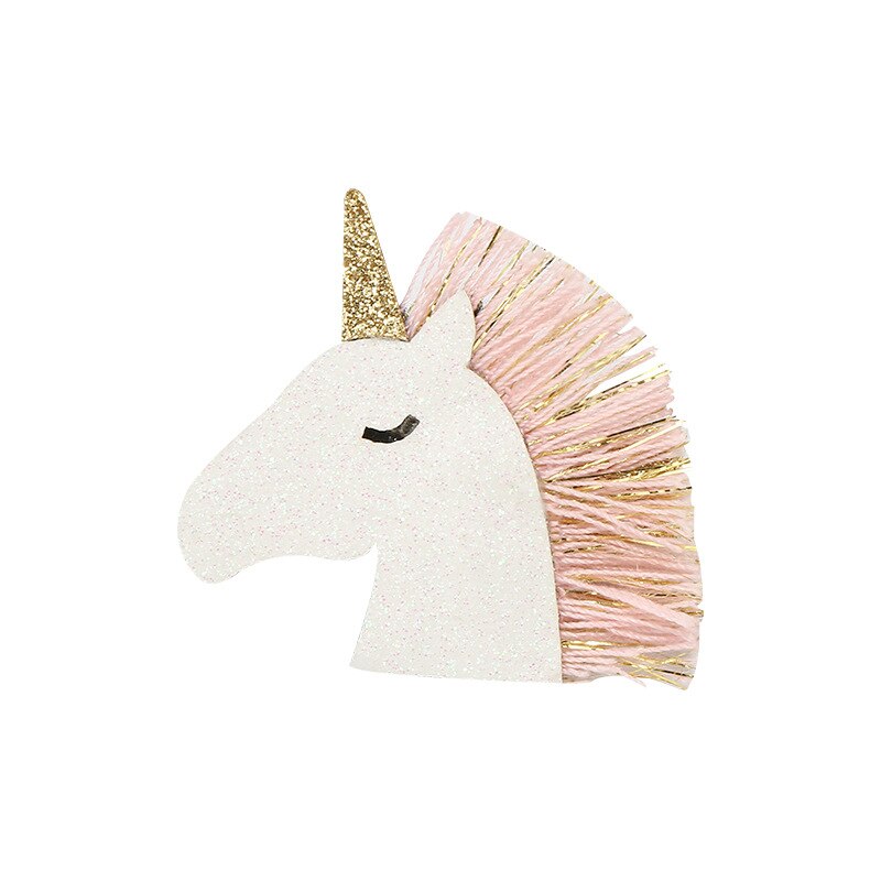 Kids Unicorn Hairpins Glitter Bow Star Hair Clips for Girls Children Headwear Barrettes Little Girl Hair Accessories: white unicorn