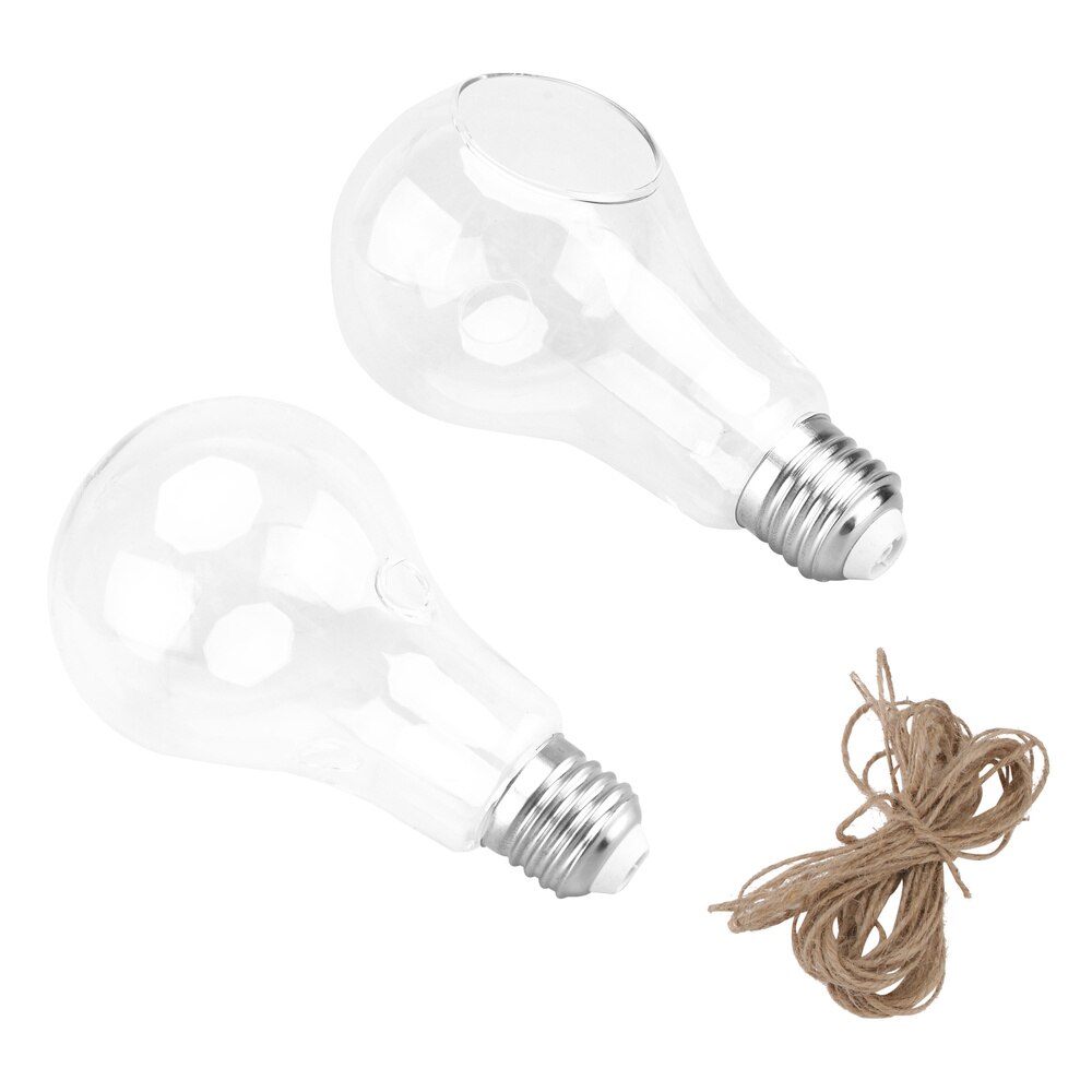 2pcs Light Bulb Shape Glass Hanging Vase Hydroponic Hanging Vase for Home