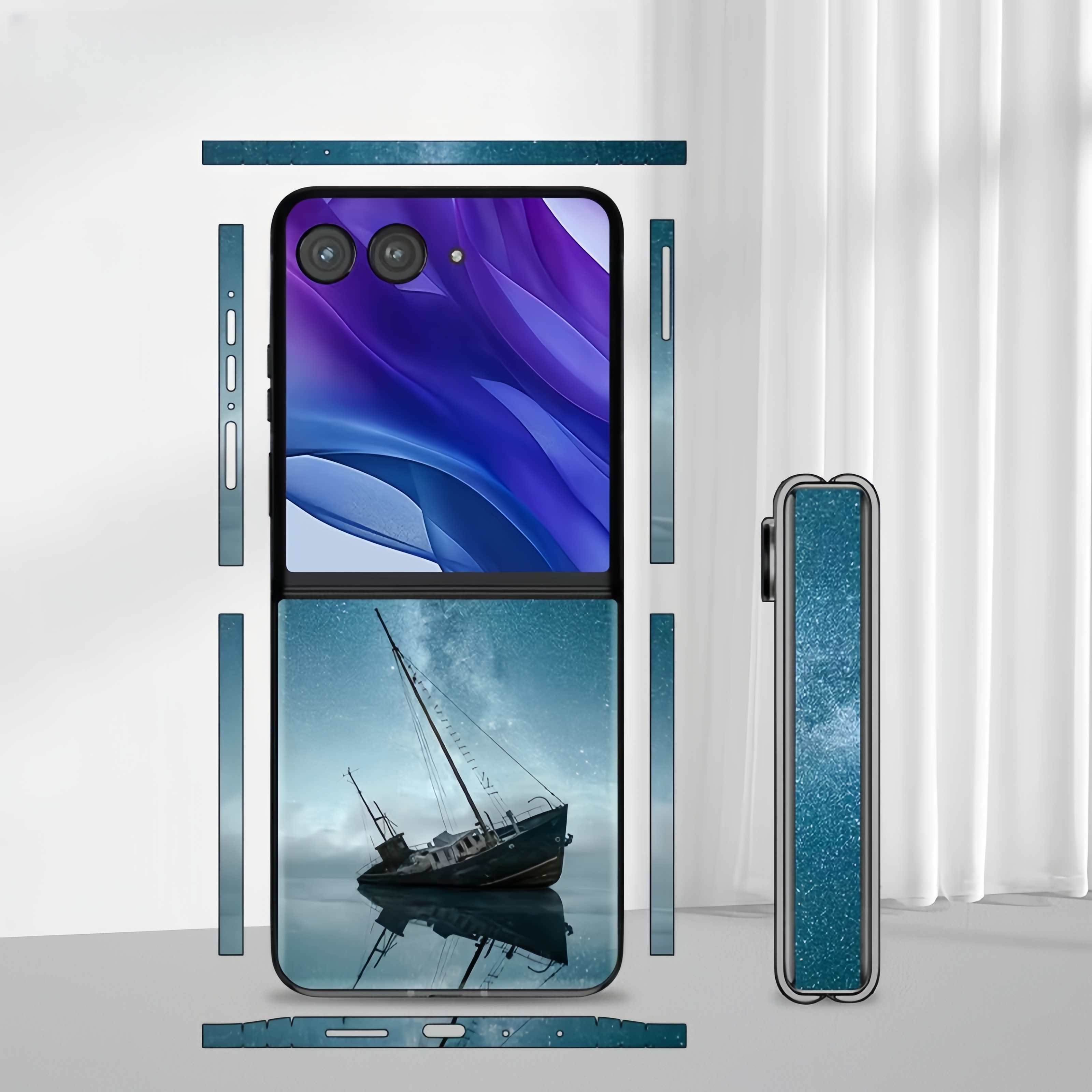 Colorful Anti-Scratch Phone Skin For Motorola Razr 40 50 Ultra Back + Hinge Decal Matte Film For Moto Razr 40 50 Decal Sticker: Frosted / bundle 18