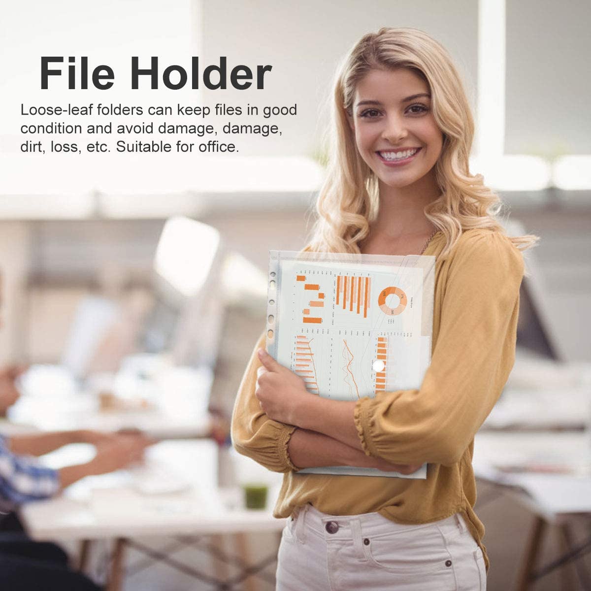 6Pcs A4 Plastic Filing Pockets, Waterproof 11 Holes Transparent High-resistance Perforated Pockets for School Life Office