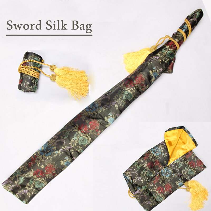 Japansk samurai sværd silketaske sort guld rød farve broderet blomst til katana / wakizashi mærkeforsyning