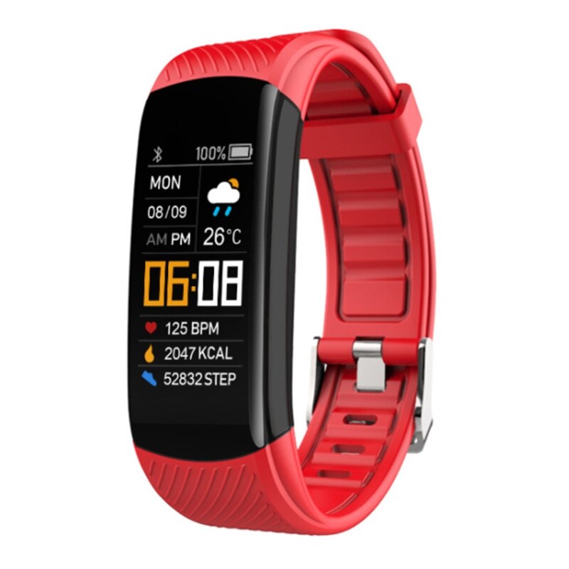 C5 Smart Fitness Watch Heart Rate Monitor Fitness Tracker IP67 Waterproof Pedometer Fitness Watch for Runner Unniversal: Red