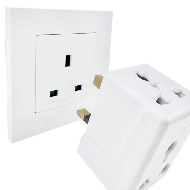 Adaptador de enchufe múltiple de 3 pines, extensor de enchufe británico, adaptador de extensión de cubo de alimentación para oficina, TV, cocina, interior, negro