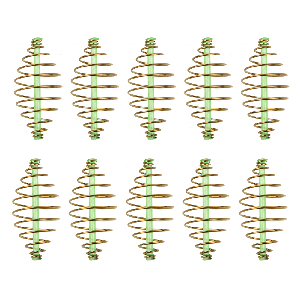 10 pièces 2/3.3/4.5/5.5cm carpe pêche printemps mangeoire pêche appât Cage pour la pêche à la carpe eau douce et salée méthode en ligne mangeoire Acces: Marron