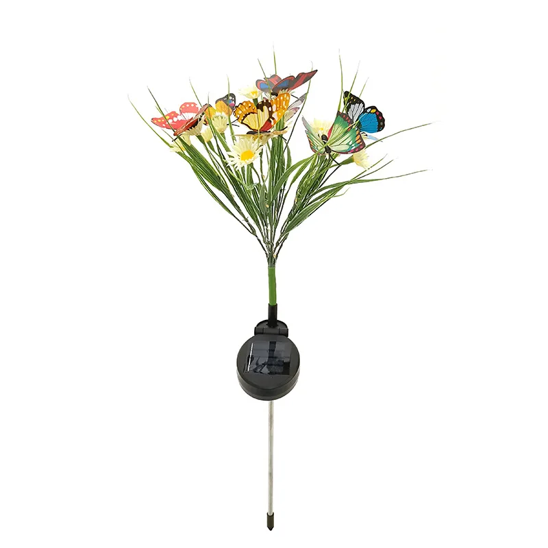Solar Garden Lights Wild Flower Chrysanthemum Stake Lawn Lamp Waterproof Garden Butterfly Lamps Yard Art for Home Decoration: moon blue