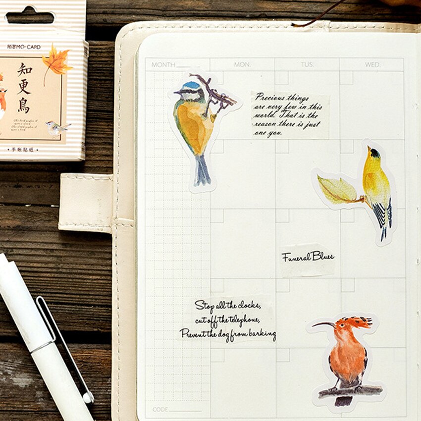 46pcs/lot Cute Robin bird adhesive paper sticker diy Handmade Card Scrapbook decoration sticker