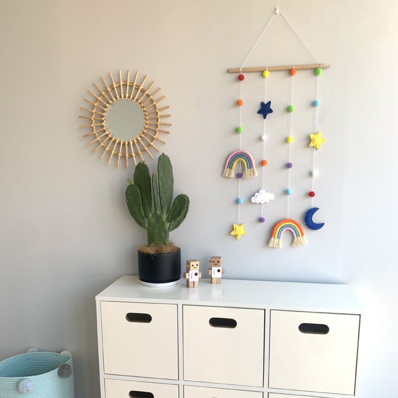 Supporto per Schermo per foto arcobaleno con pompon clip per fiocchi per capelli per ragazze appendiabiti appendiabiti da parete decorazione per Organizer