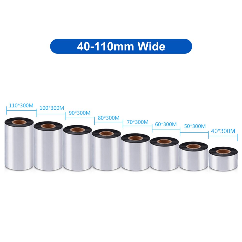 1 Roll Thermal Transfer Wax Ribbon Width 40-110mm * 300m Barcode Printing Ribbon for Printer