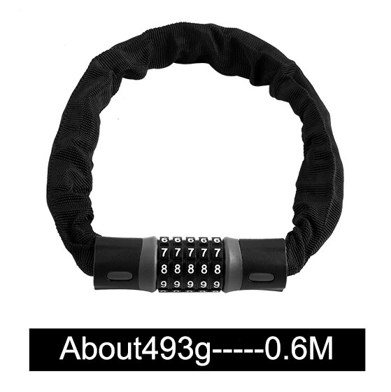 West Fietsen Bike Lock 0.9/1.2/1.45 M Motorfiets Fiets Kabel Lock Anti-Diefstal Met 5 Wachtwoord gecodeerde Gelegeerd Staal Sloten Voor Fietsen: Password 0.6M