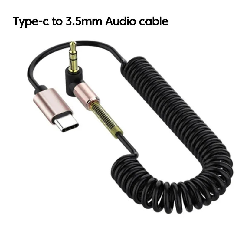 Usb c  to 3.5mm jack aux lydkabeladapter for hodetelefoner headset høyttaler aux-ledningsledning type-c omformerkabel: Svart