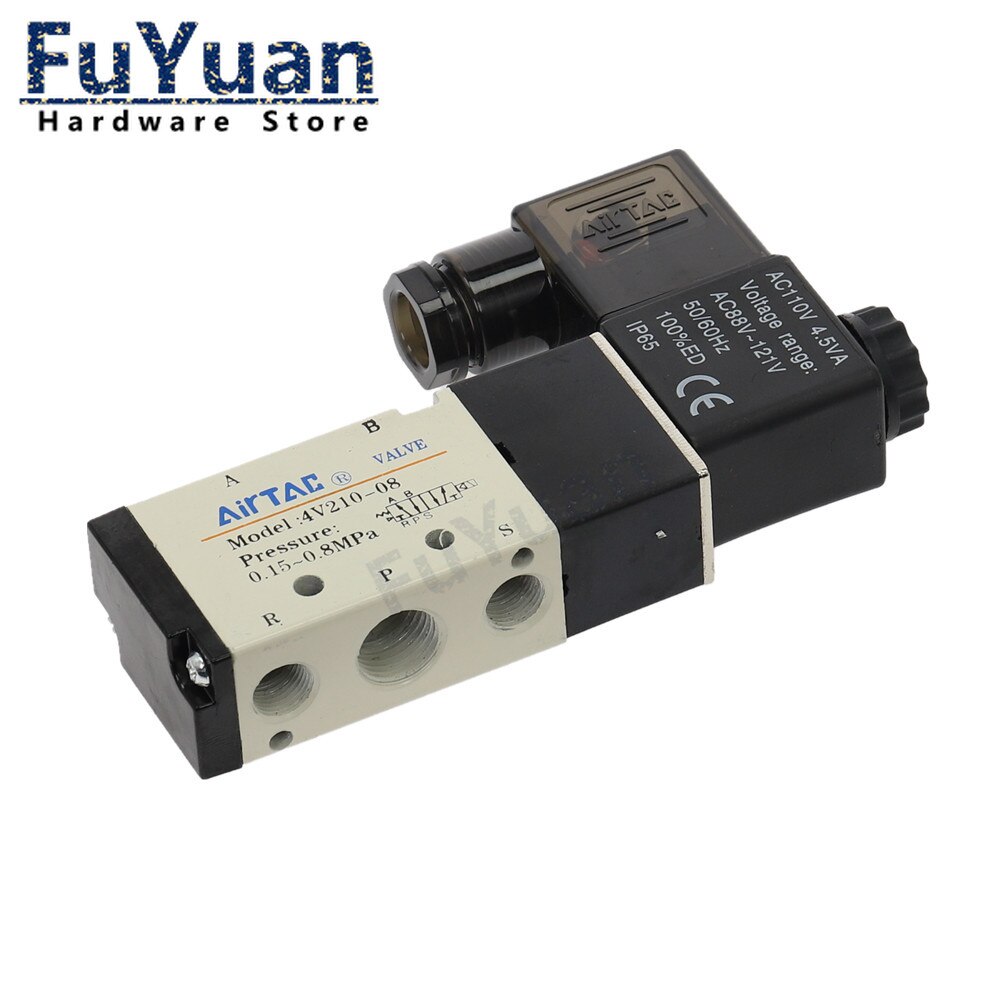 Pneumatic Electric Solenoid Valve 5 Way 2 Position Control Air Gas Magnetic Valve 12V 24V 220V Coil Volt 4mm-12mm Hose Fittings