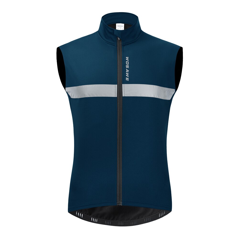 WOSAWE Men's Sleeveless Cycling Vest Fleece Jacket Winter Fleece Bike Vest / Gilet Thermal /Windproof Breathable Sports Apparel: Blue / M