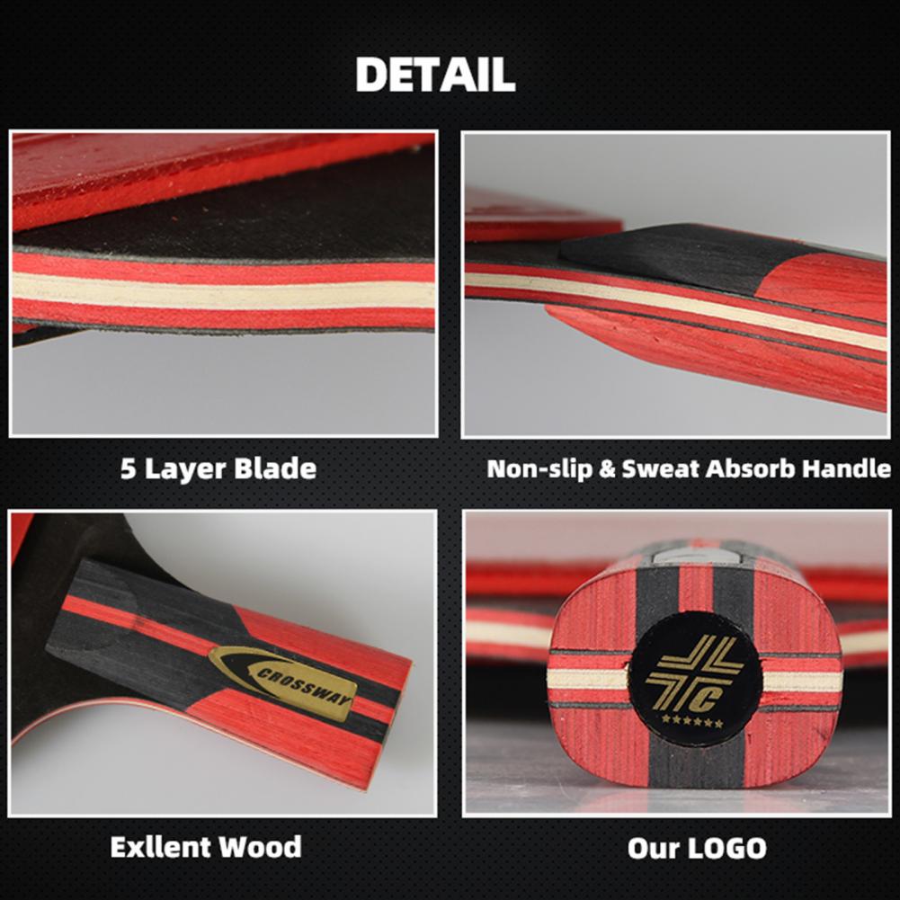 CROSSWAY Table Tennis Rackets Set Sponge Sweat-Absorbent 6-Star Table Tennis Racket Set for Beginners Equipment