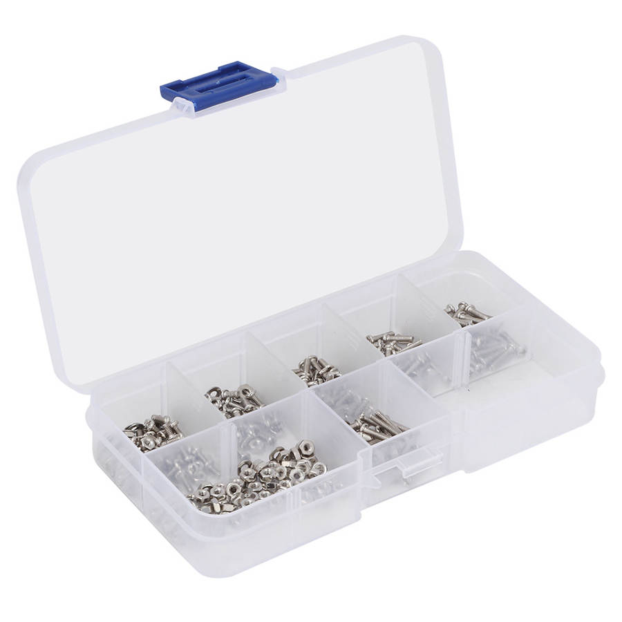 360pcs/Set M2 Stainless Steel Screw Nut Washer Fasteners Assortment Self Tapping Wood Screw Assortment Kit Lock Nut Fastener