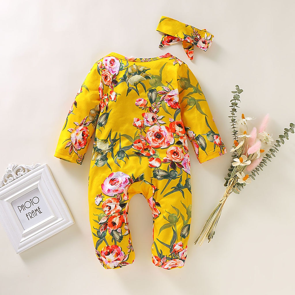 Newborn Infant Baby Girl Boy Footed Sleeper Romper Headband Clothes Outfits unisex baby rompers jumpsuit