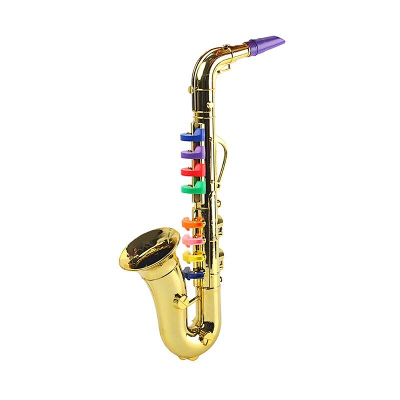 Simulation 8 toner saxofon trompet børn musikinstrument legetøj fest rekvisitter  w91c: Guld