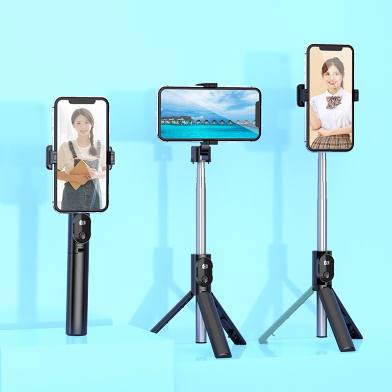 Portable Rotation Blutooth Self Stick For iPhone 12 11 Pro Max Foldable Tablet Desk Monopod Tripod Live Photo Self-Timer Holder