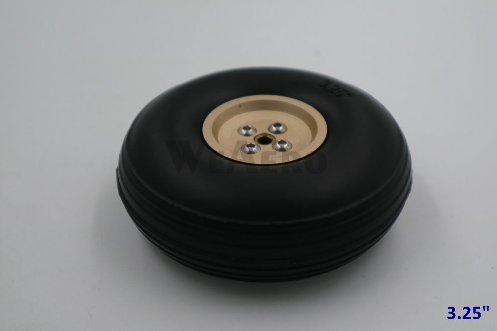 Rueda de PU de Avión RC con eje de aluminio de fundición de diámetro, &#39;&#39;3,25/83mm para aviones RC 35cc-40cc