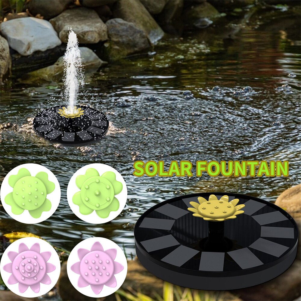 Floating Solar Fountain Garden Water Fountain Pool Pond Decoration Solar Powered Solar Bird Bath Water Pumps Garden Decoration: 5.12x1.97inch