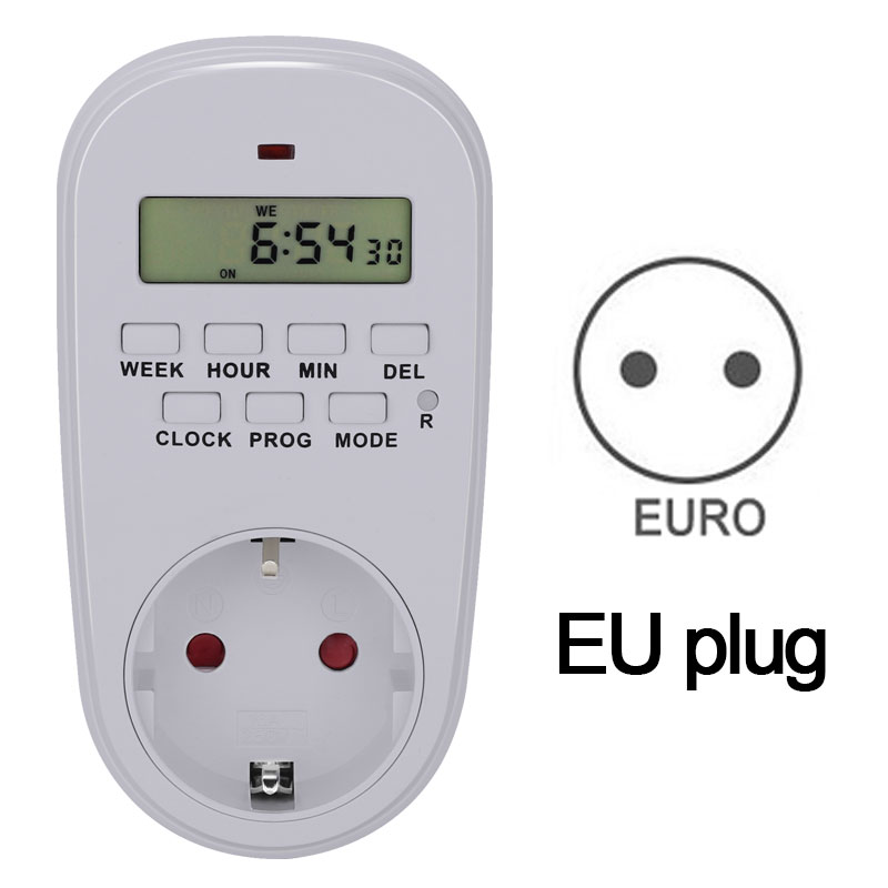 230v justerbare programmerbare indstillinger af ur/tænd/sluk tid digital timer switch energibesparende smart strømstik eu/us stik: Eu-stik