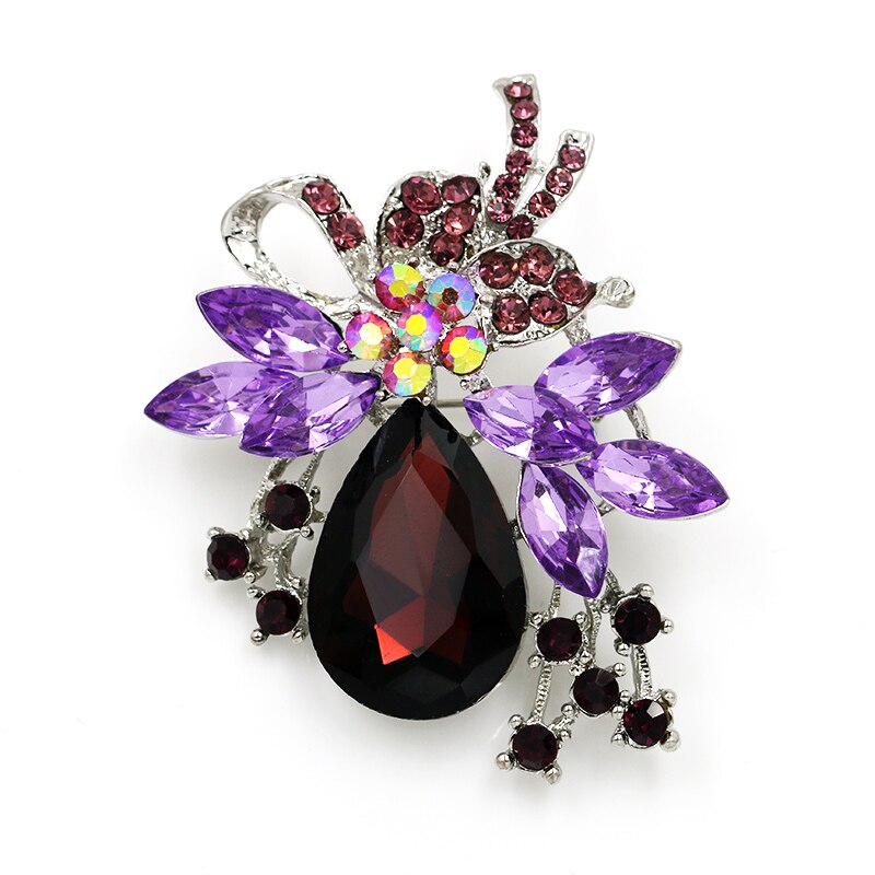 ¡Venta directa de fábrica! broche de diamantes de cristal y piedras acrílicas transparentes de color rojo y azul en varios colores: 019purple