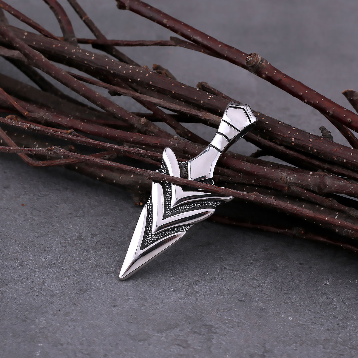Nordic Spartan Warrior Speer Ketting Rvs Mannen Viking Spear Amulet Hip Hop Biker Hanger Ketting Retro Charm Sieraden: Rose Goud Kleur