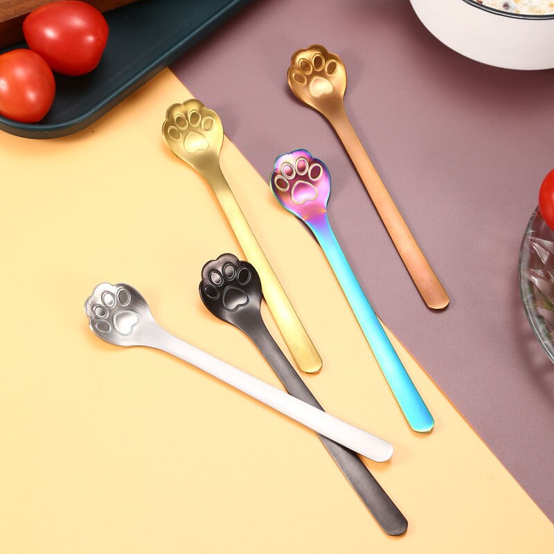 1Pcs Kat Poot Theelepel Multifunctionele Leuke Servies 304 Roestvrij Staal Kerst Benodigdheden Keuken Accessoires Koffie Taart Lepel
