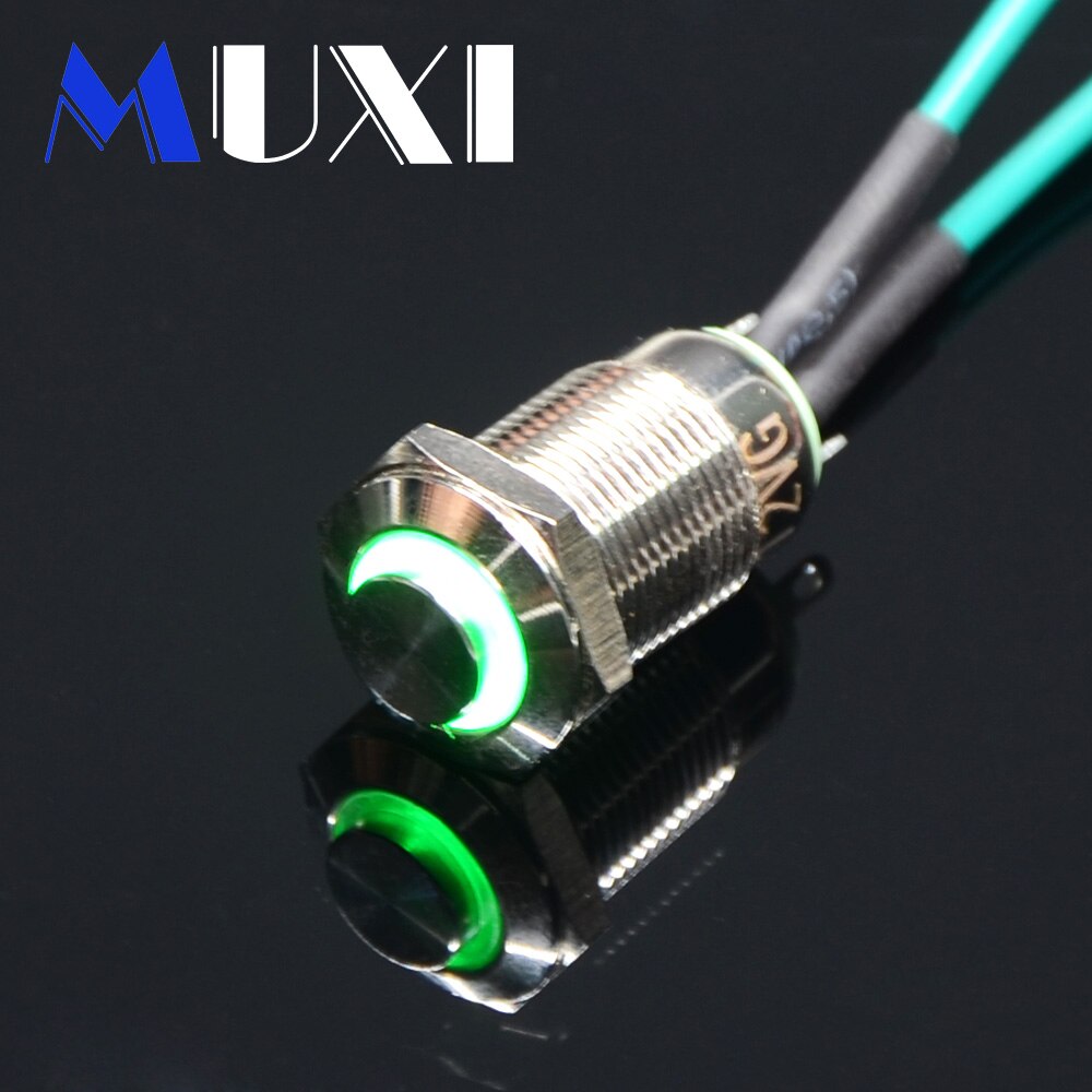 12mm Self-locking Waterproof Metal Push Button Switch With LED light 3V 5V 6V 12V 24V 110V 220V RED BLUE GREEN YELLOW