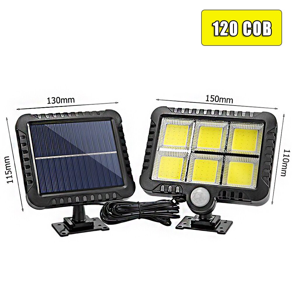120LED COB Solar Light Motion Sensor Outdoor Waterproof Garden Solar Lights For Path Led Street Split Outdoor Solar Wall Lamp: 120COB