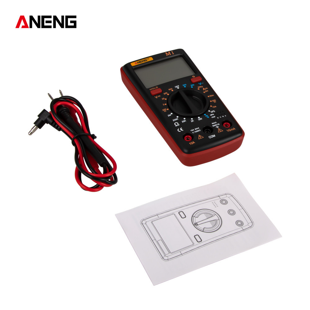 ANENG M1 Digitale Multimeter Backlight Tester Professionele Multimetro DIY Buzzer Diode Triode AC/DC Meter: Rood