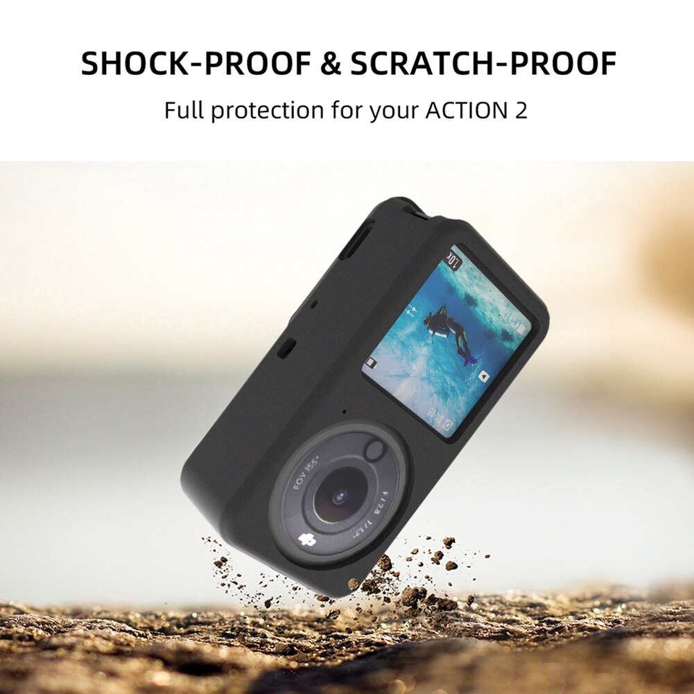 Weiche silikonhülle für dji action 2, schutzhülle, rahmenabdeckung, schwarz, blau, rot, staubdicht, zubehör für action-kameras