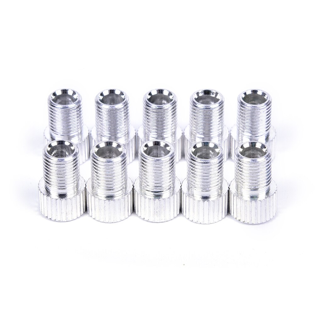 10PCS Bike Valve Adaptor Pump Bicycle Convert Tube Pump Tool: silver