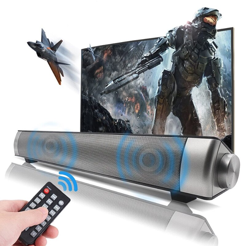 Home Theater Audio Sound Bar Wireless Bluetooth Stereo Speaker Mini Sound Bar Built-in Subwoofers for Phones/Tablets/PC/Desktop
