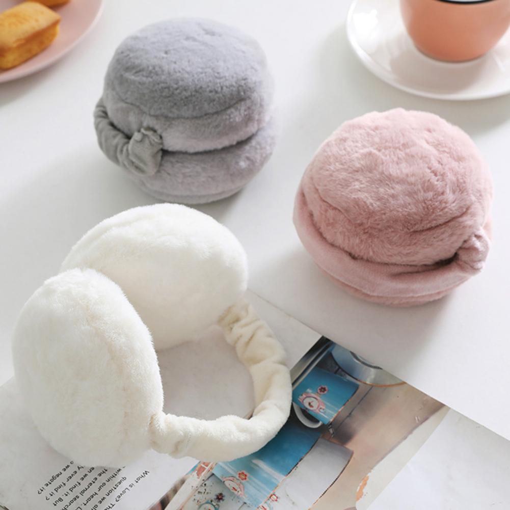 Unisex Ear Warmer Cute Plush Hamburger Shape Warm Keeping Earmuff Winter Women Faux Rabbit Fur Rotating Adjustable Ear Covers