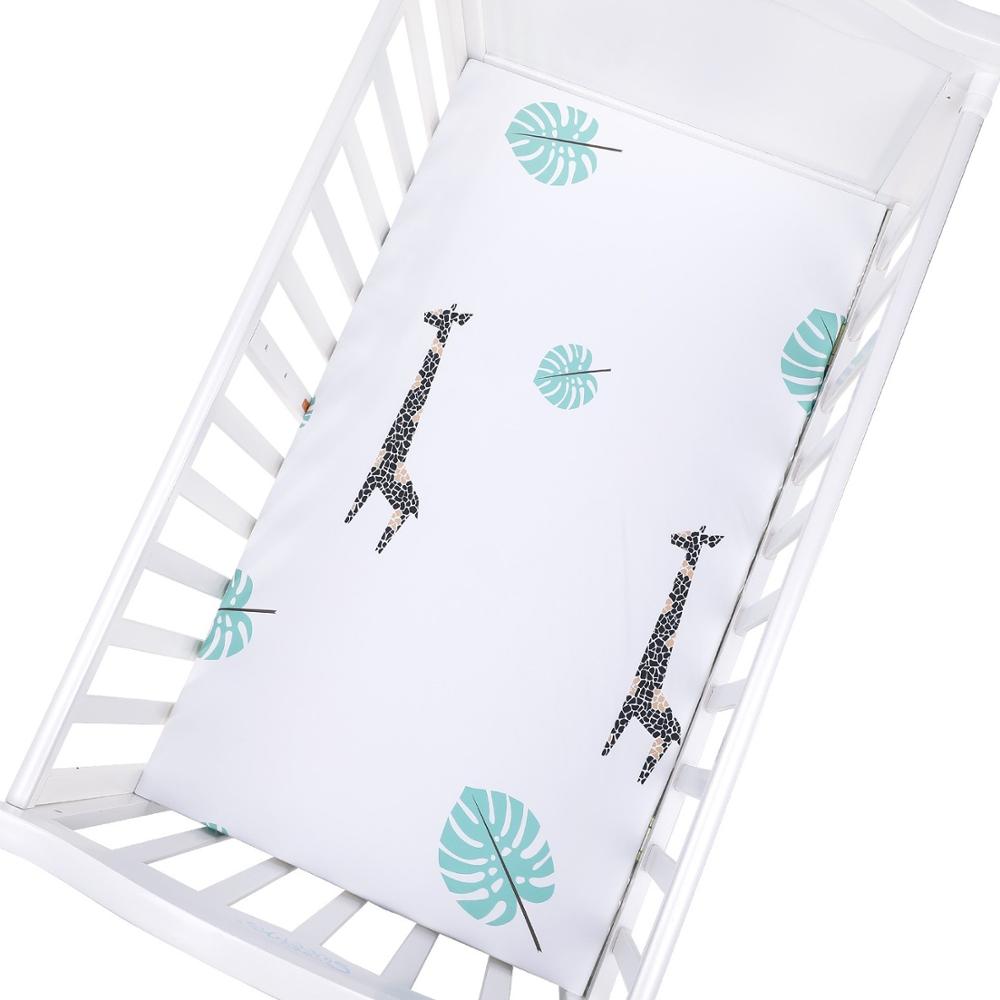 Egmaobaby 100%  bomulds tremmeseng monteret lagen blød babyseng madrasbetræk beskytter tegneserie nyfødt sengetøj til tremmeseng str. 130*70cm: Zld 0006