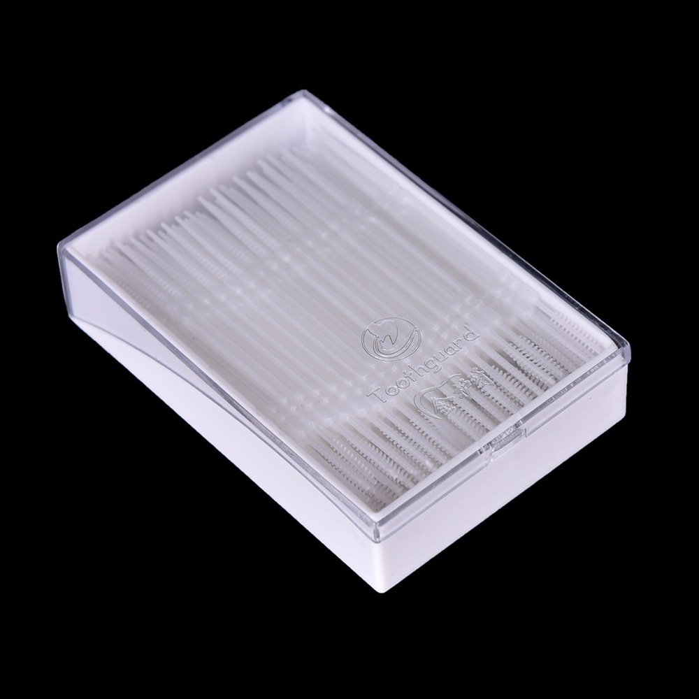 150 Stuks Wit Plastic Rager Tandenstoker Tand Draad Floss Pick Praktische Schoon Tand Floss Dubbele Hoofd Mondhygiëne Dental