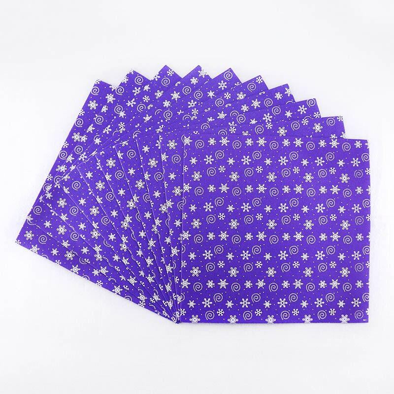 Fieltro morado de Color sólido de 1mm de grosor, 100% de poliéster, copos de nieve impresos, tela de fieltro artesanal, no tejida, suministros de decoración para el hogar