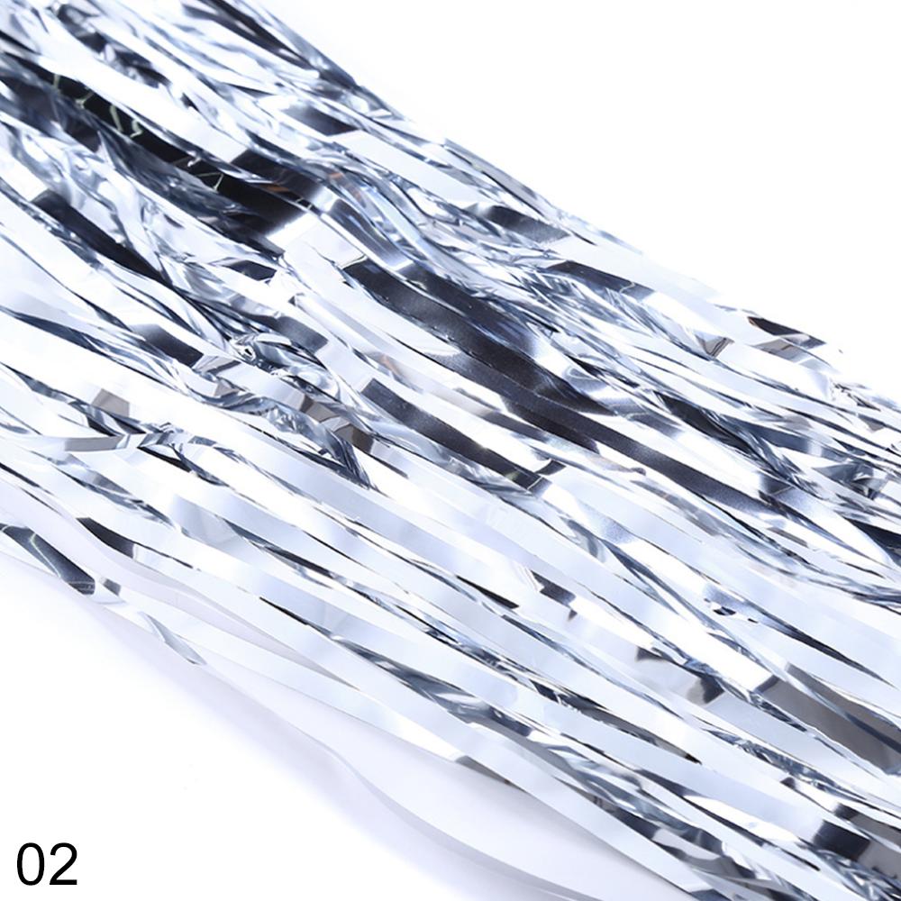 2m festa folha metálica enfeites franja cortina decoração de aniversário casamento fotografia ouro prata pano de fundo borlas foto adereços: Silver