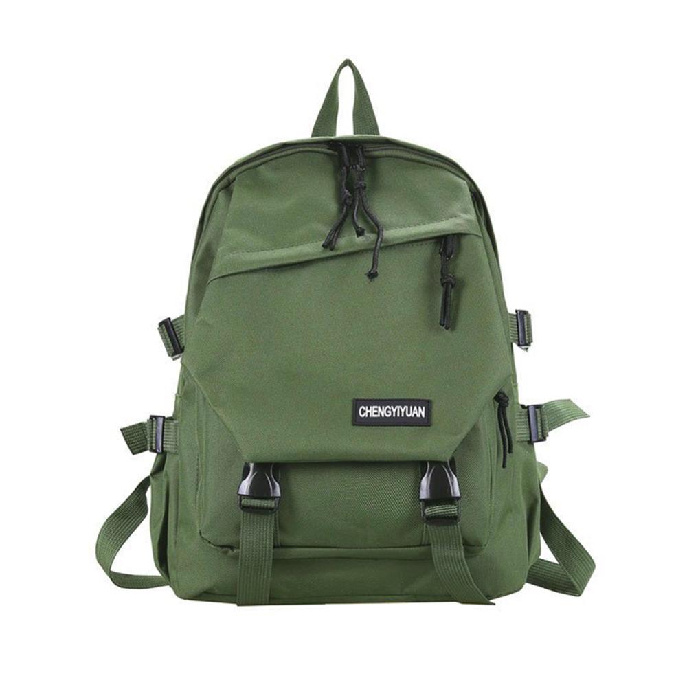 Casual Large Capacity Backpack Solid Color Simple Mochila Shoulder School Bags Women Men Outdoor Sports Street Bagpacks: Green